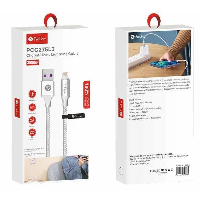 کابل تبدیل USB به لایتنینگ پرووان مدل PCC275L3 طول 3 متر — تصویر ۲