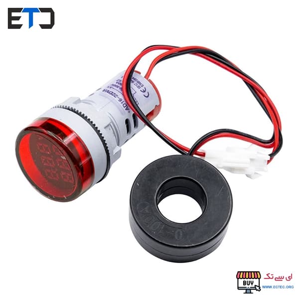 ولتمتر و آمپرمتر چراغ سیگنالی AC500V-100A گرد پنلی