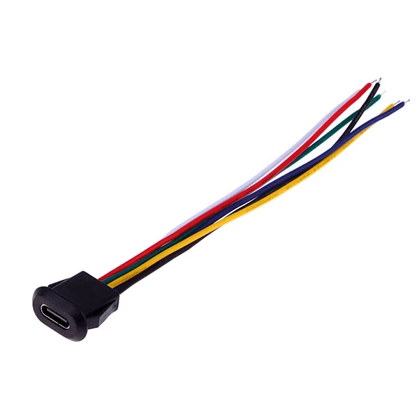 کانکتور مادگی TYPE-C مستطیل پنلی 6 سیم فشاری ضد آب