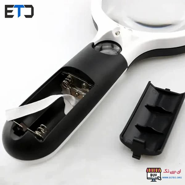ذره بین دستی حرفه ای دو لنز سایز بزرگ چراغدار — تصویر ۴