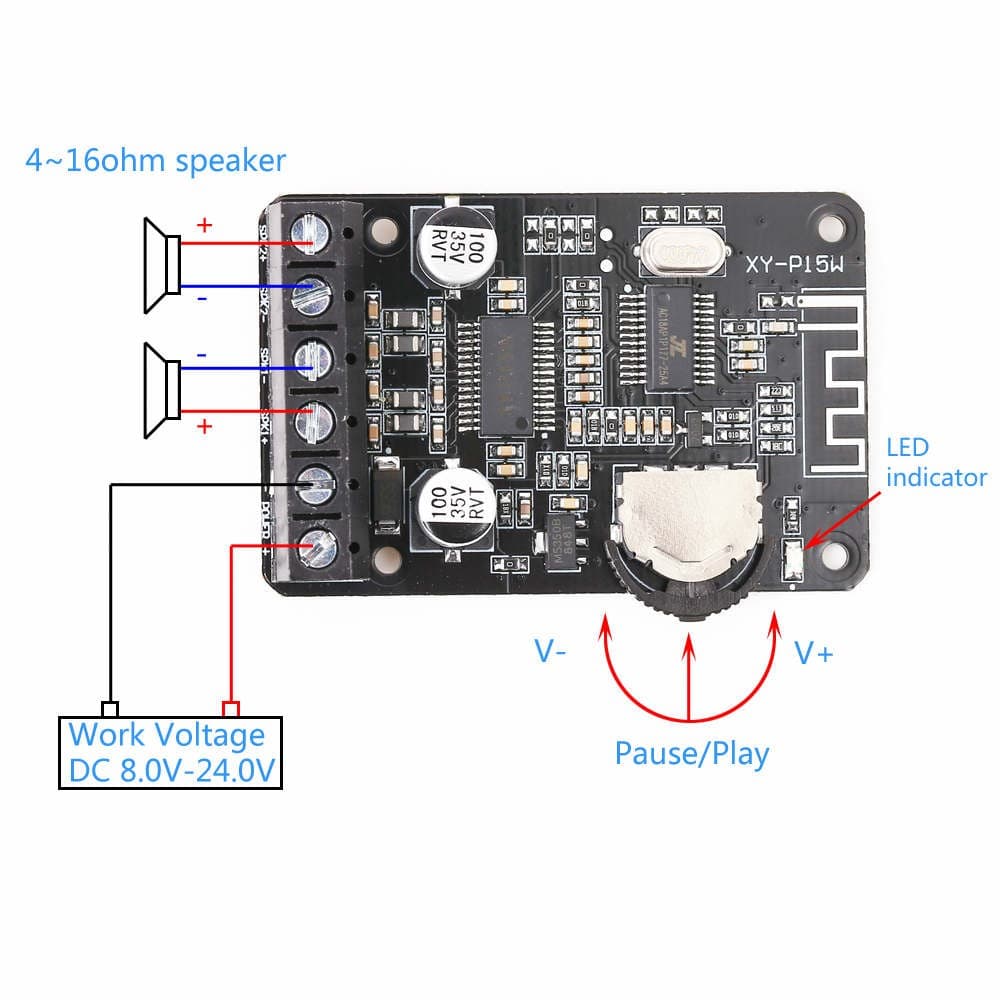 ماژول آمپلی فایر بلوتوثی XY-P15W 10-20W — تصویر ۳
