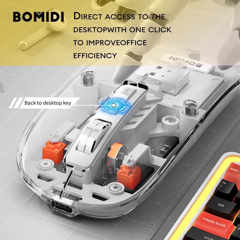 موس بی سیم شفاف بامیدی Bomidi GM1 — تصویر ۵