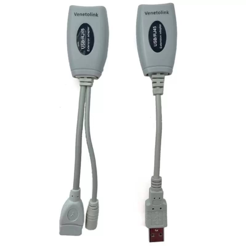 مبدل افزایش طول USB 2.0 افزاینده 45 متری طول USB تحت شبکه پاور دار آداپتور خور ونتولینک — تصویر ۲