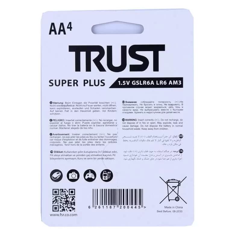 باتری چهارتایی قلمی تراست Alkaline Super Plus LR6 — تصویر ۲