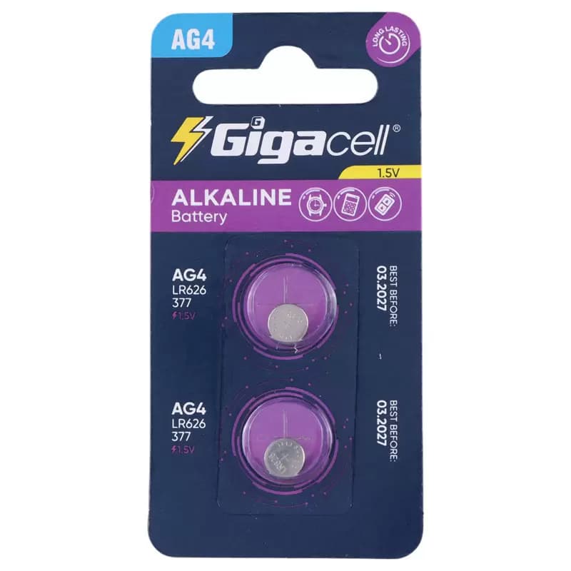 باتری سکه ای آلکالاین گیگاسل AG4 بسته 2 عددی