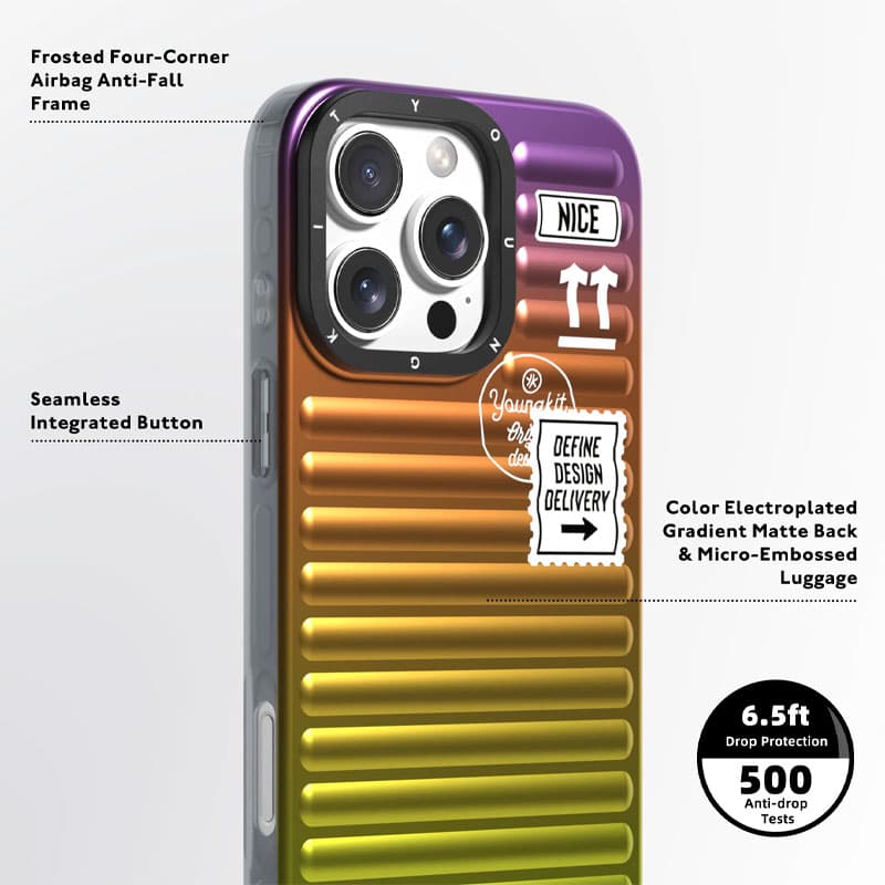 قاب آیفون 16 پرو یانگ کیت YoungKit طرح Sunset Red Glow Luggage — تصویر ۴