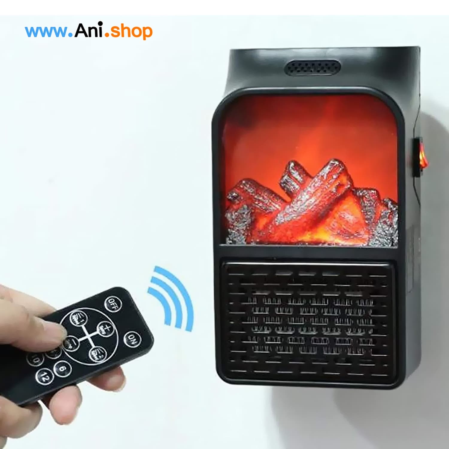 فن هیتر پرتابل شومینه ای 1000w وات ریموت دار — تصویر ۴