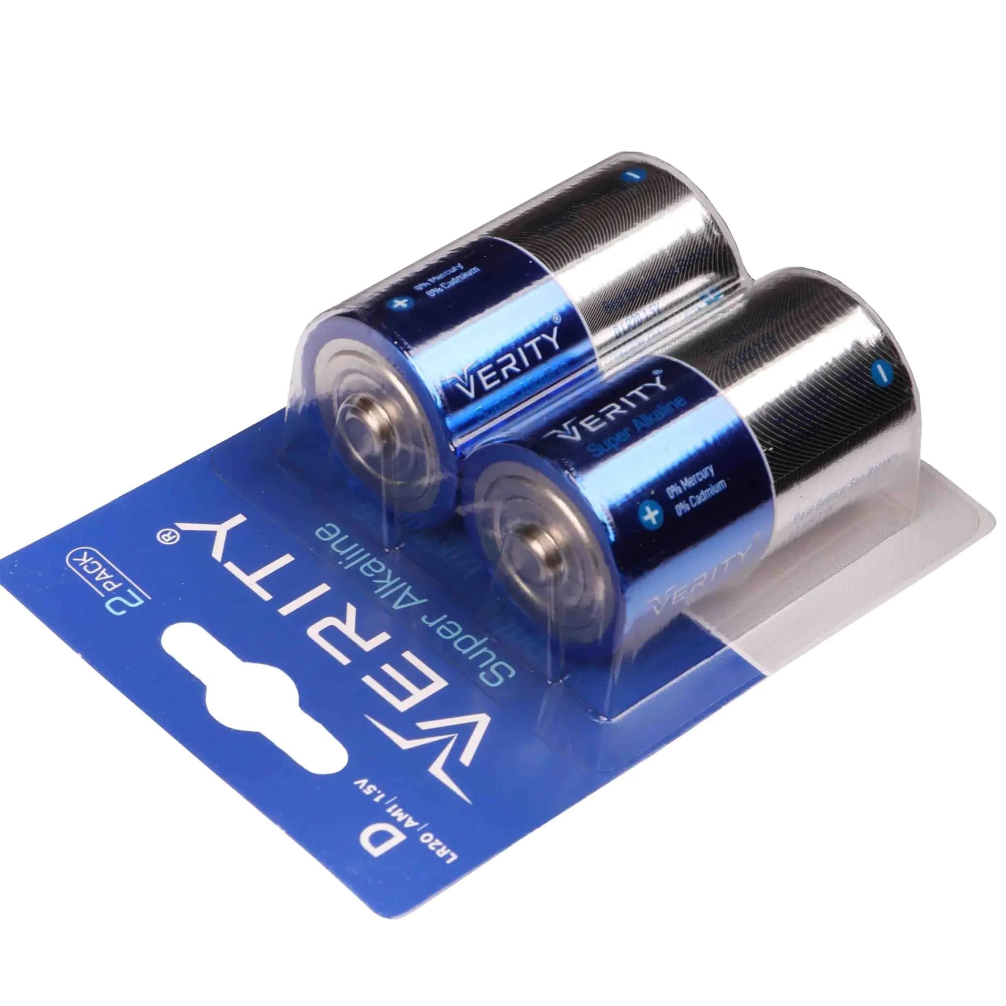 باتری بزرگ سایز D وریتی مدل Super Alkaline بسته دو عددی — تصویر ۳