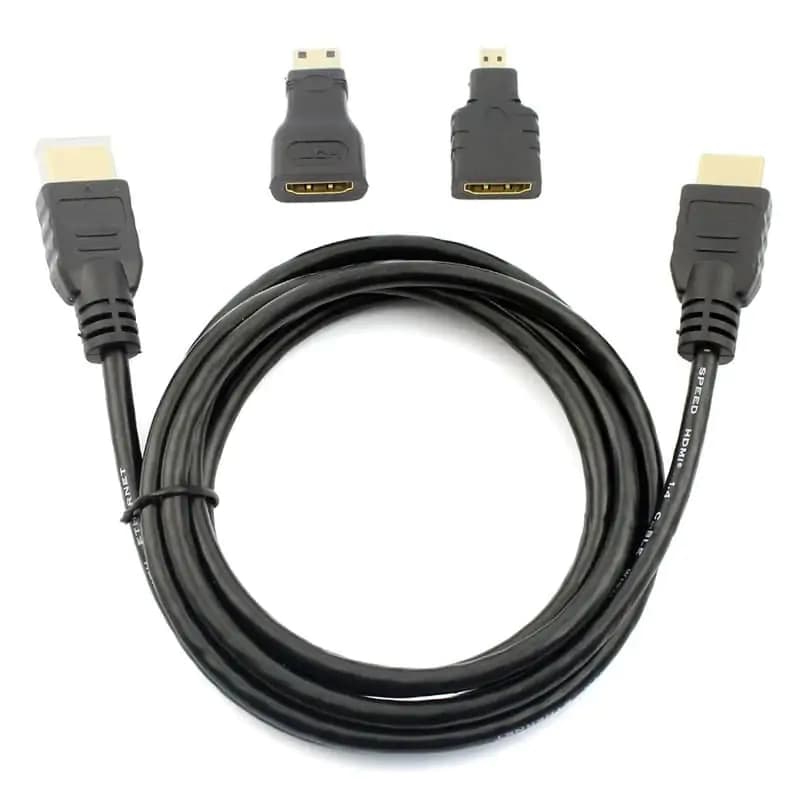 کابل HDMI مدل Hs 3 in 1 به طول 1.5 متر به همراه تبدیل Mini HDMI و Micro HDMI