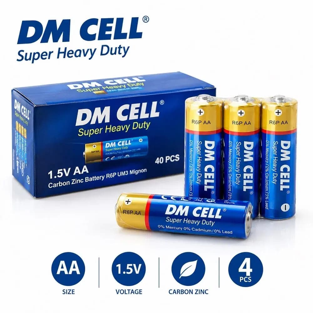 باتری قلمی DM CELL مدل 1.5 ولت |R6P AA (شیرینگ) بسته 4 عددی