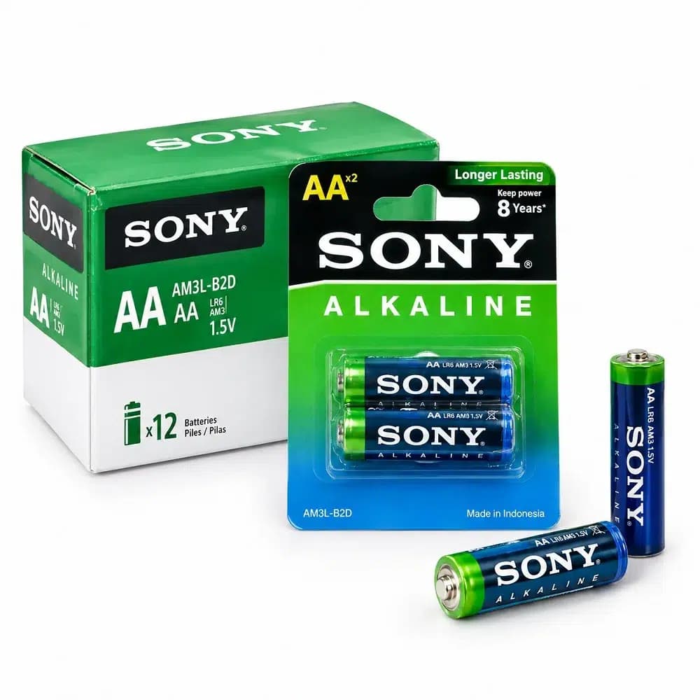 باتری قلمی آلکالاین Sony AA LR6 سونی 1.5 ولت بسته 2 عددی | AM3L-B2D