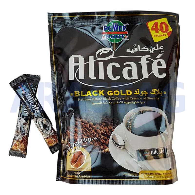 قهوه علی کافه Alicafé بلک گلد جینیسنگ دار بسته ۴۰ عددی