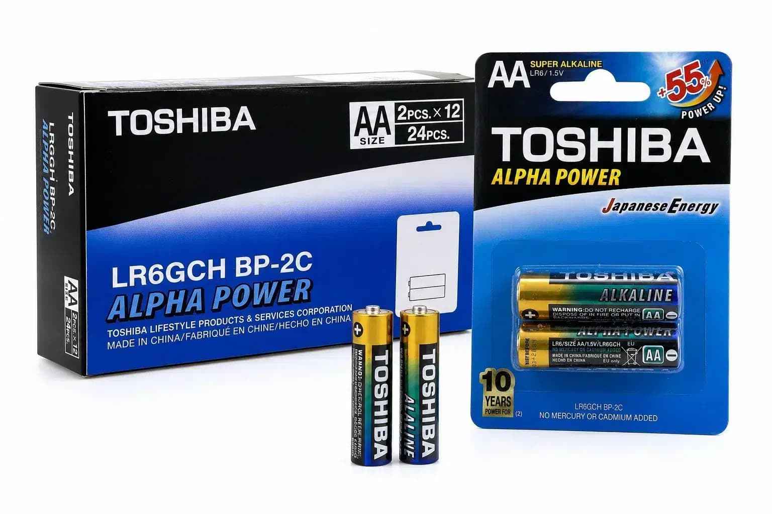 باتری قلمی توشیبا Alpha Power Super Alkaline AA 1.5 ولت بسته 2 عددی