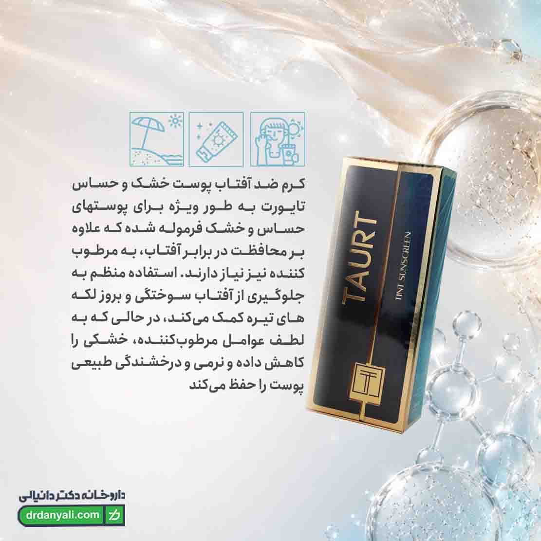 کرم ضد آفتاب بی رنگ پوست خشک تایورت 50 میلی لیتر — تصویر ۶