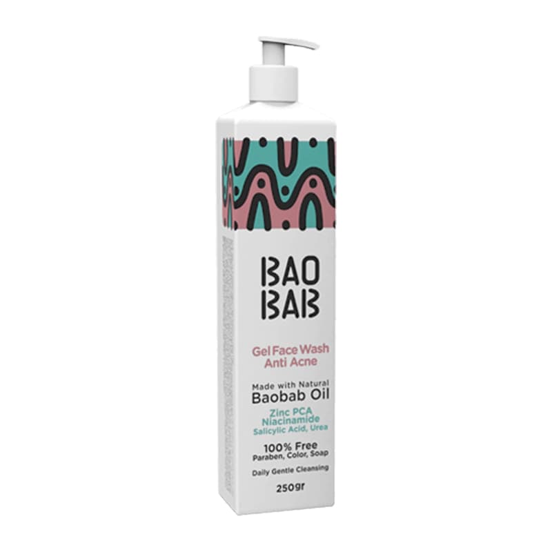ژل شستشوی صورت باوباب BAOBAB مدل anti acne مناسب پوست های دارای جوش و حساس باوباب BAOBAB حجم 250 میل