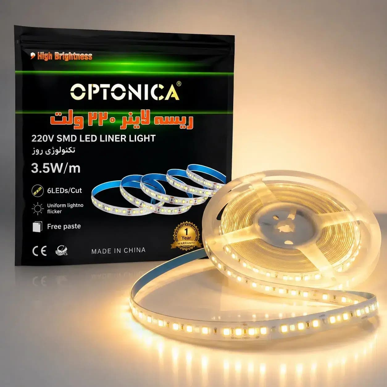 ریسه لاینر درایور خور اپتونیکا تراکم 120 LED | ریسه لاین نوری با یک سال ضمانت