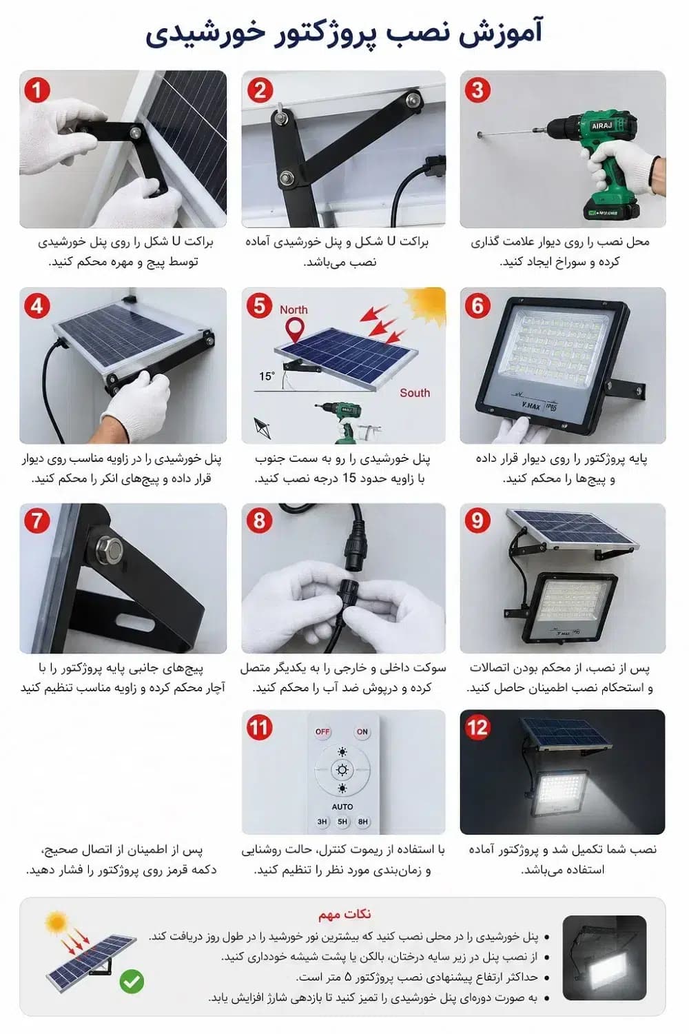 پروژکتور خورشیدی 500 وات ویمکس V.MAX مدل IR-V78500 | ضدآب IP65 همراه با گارانتی — تصویر ۶
