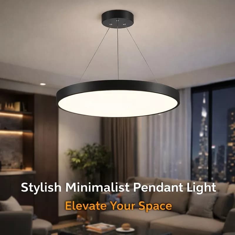 چراغ آویز گرد LED مدرن مینیمال سه حالته نور 60 سانت 50 وات