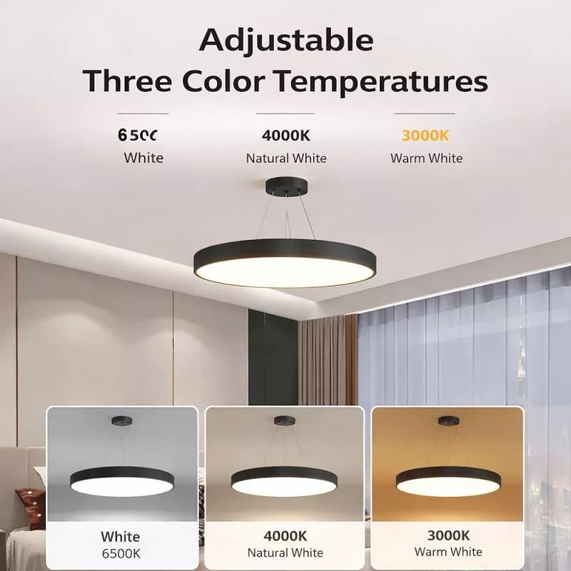 چراغ آویز گرد LED مدرن مینیمال سه حالته نور 60 سانت 50 وات — تصویر ۴