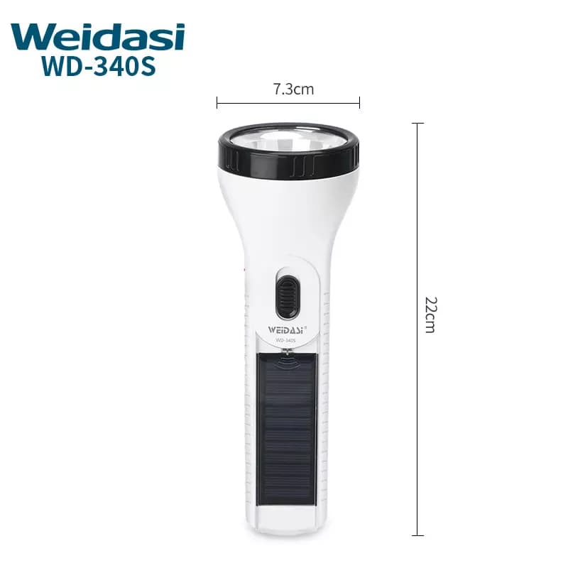 چراغ قوه شارژی خورشیدی ویداسی مدل WD-340S | پرنور و قابل حمل — تصویر ۳