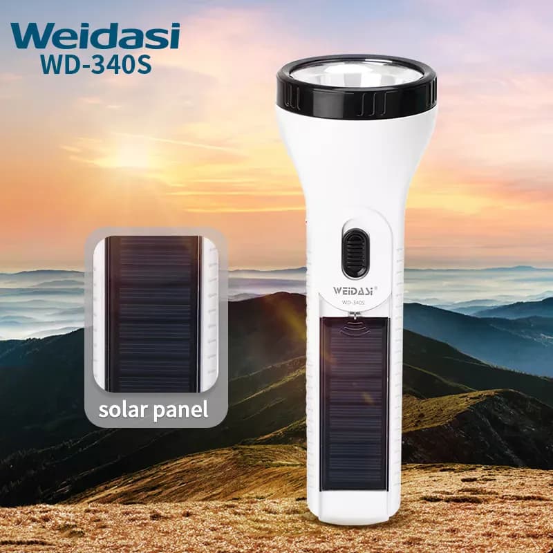 چراغ قوه شارژی خورشیدی ویداسی مدل WD-340S | پرنور و قابل حمل