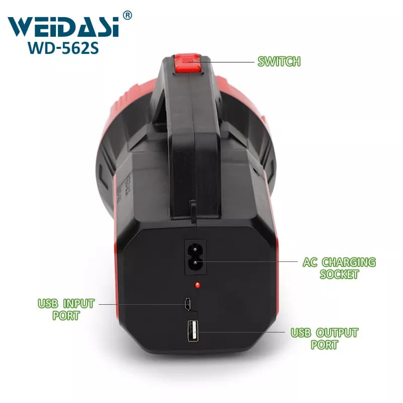 چراغ قوه دستی اضطراری ویداسی WD-562S | دارای 24 LED کناری + پنل خورشیدی — تصویر ۵