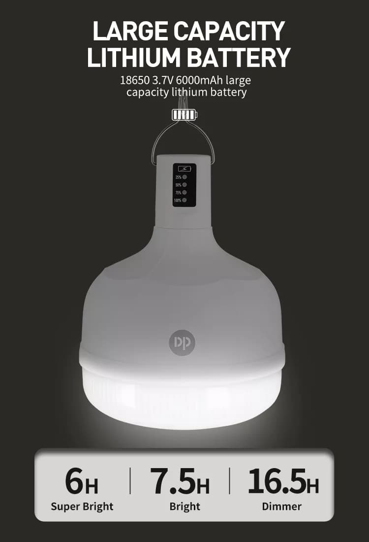 چراغ شارژی آویزی 48 وات DP-7814C | ضدآب، مناسب کمپینگ و بی برقی — تصویر ۷