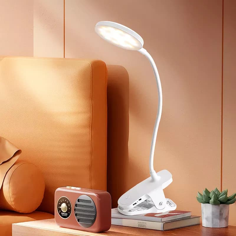 چراغ مطالعه شارژی گیره دار ویداسی WD-6051 | مناسب مطالعه و کار، USB دار