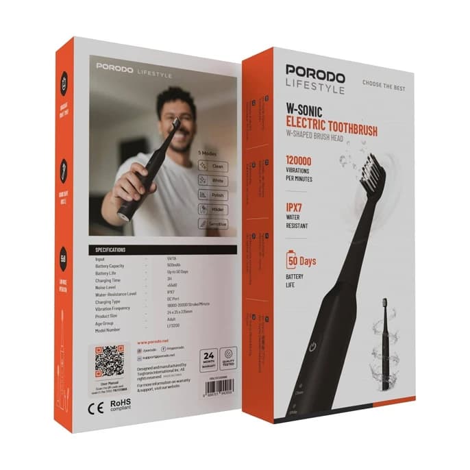 مسواک برقی پرودو Porodo W-Sonic Electric Toothbrush PDLFST200BK