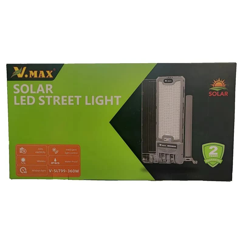 پروژکتور خیابانی خورشیدی لنزدار ویمکس 360 وات با پایه SLT99-360W | دوسال ضمانت — تصویر ۴