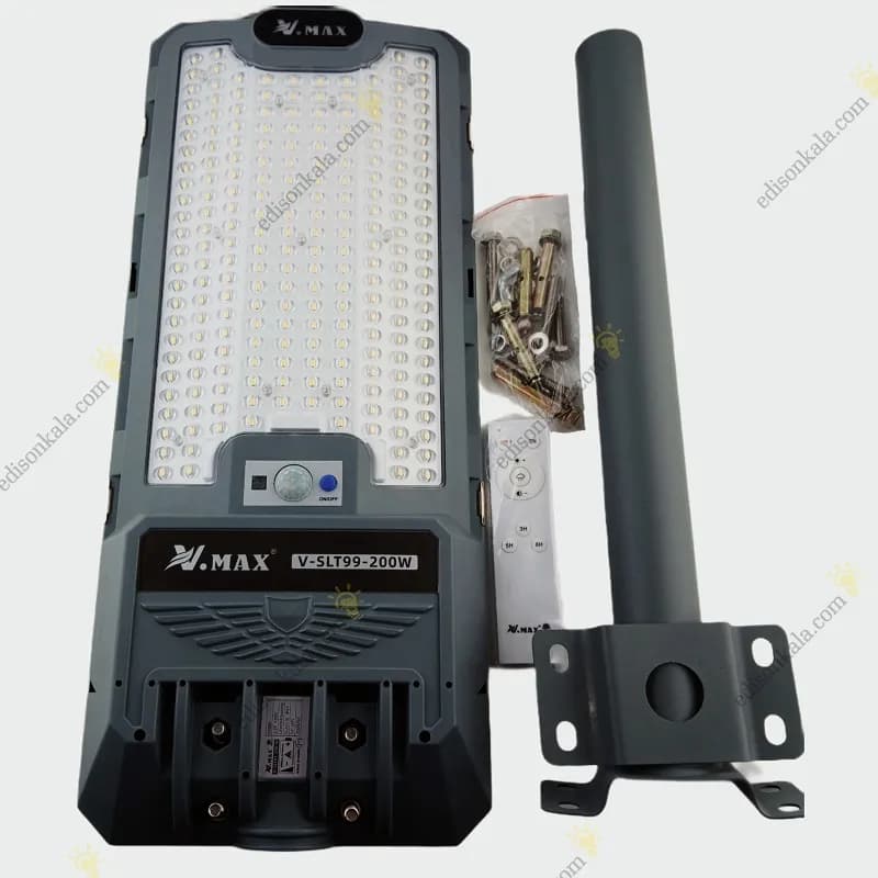 چراغ خیابانی خورشیدی ویمکس 200 وات مدل SLT99-200W | دوسال ضمانت — تصویر ۲