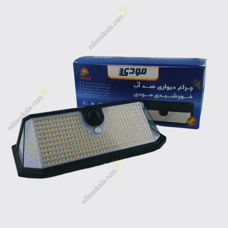 چراغ خورشیدی دیواری ضد آب مودی با سنسور حرکتی و فتوسل مدل IR-MD7110-P — تصویر ۴