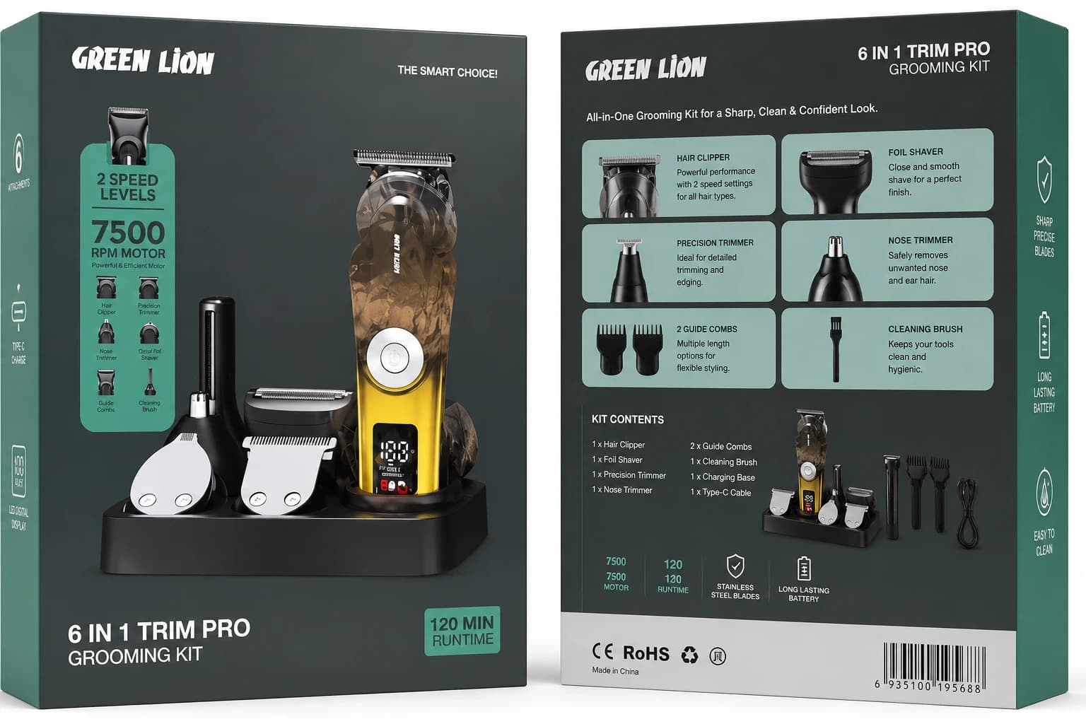 ماشین اصلاح ۶ در ۱ گرین لاین مدل Trim Pro با تیغه استیل ضد زنگ