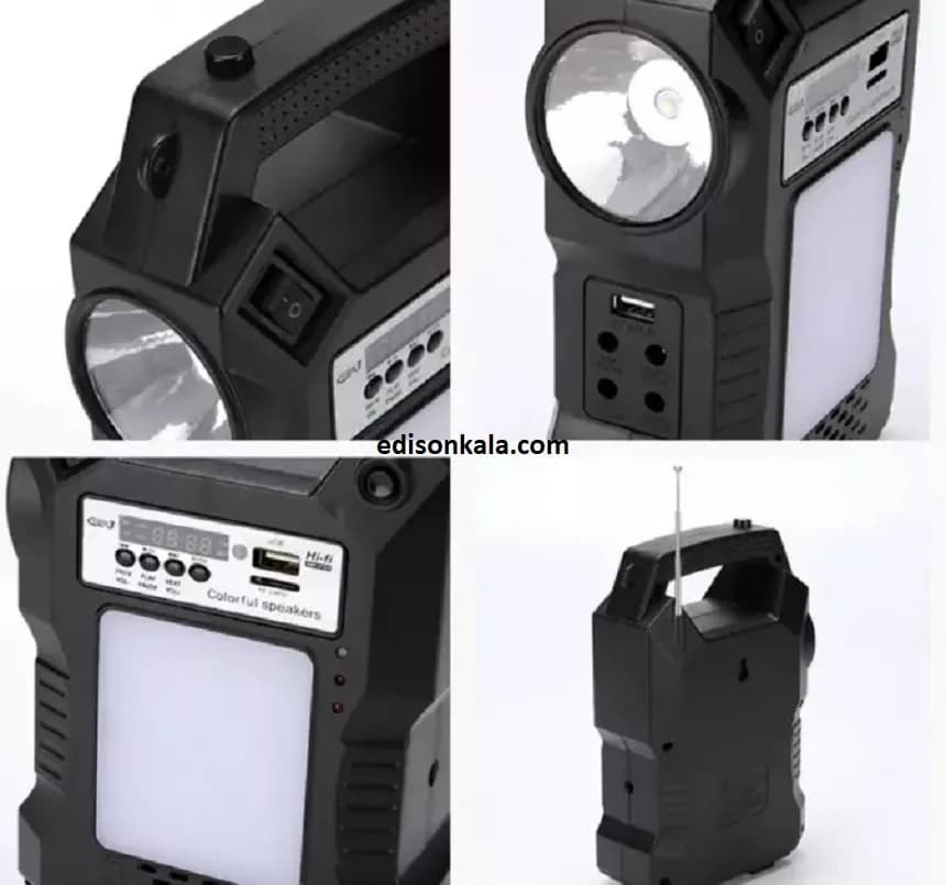 پکیج روشنایی خورشیدی GD-8060 – قابل حمل ،اسپیکر، شارژی و چندکاره — تصویر ۵