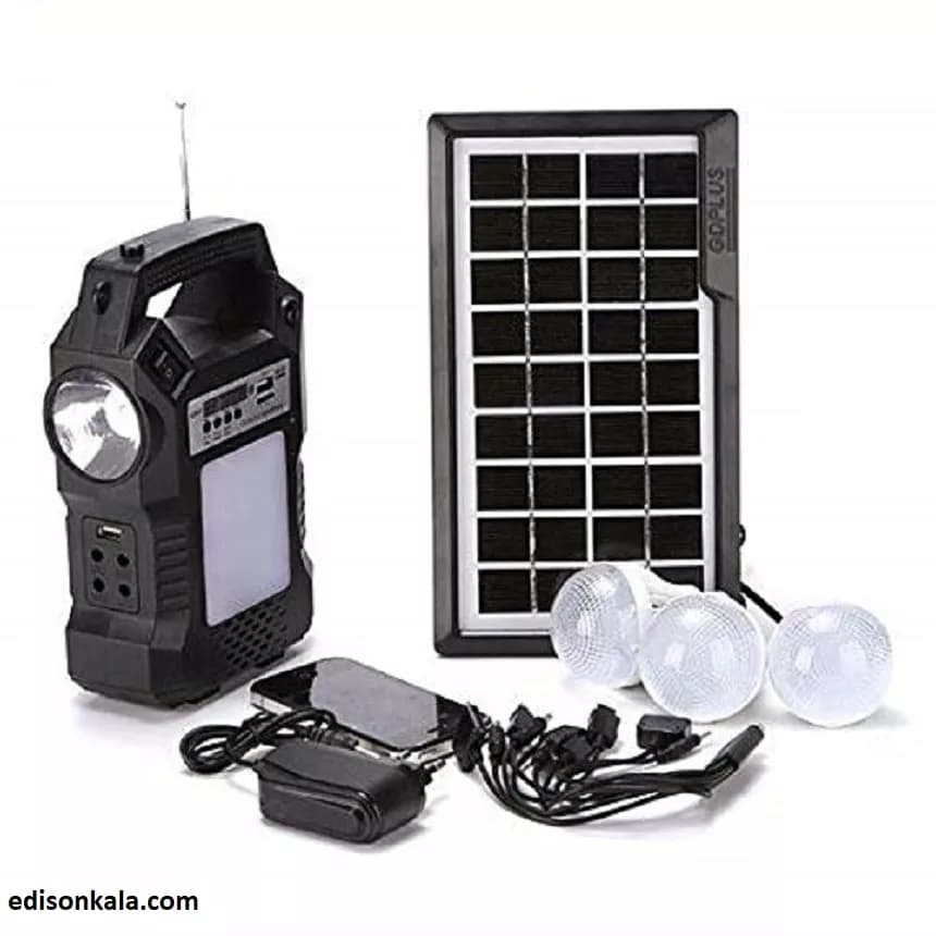 پکیج روشنایی خورشیدی GD-8060 – قابل حمل ،اسپیکر، شارژی و چندکاره — تصویر ۴