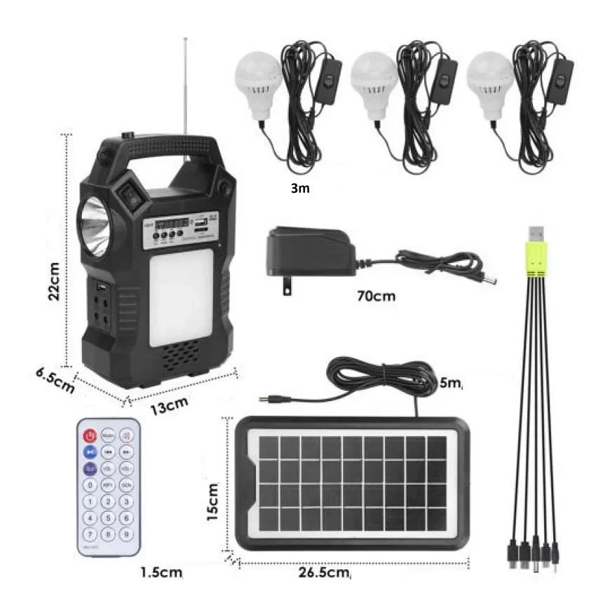 پکیج روشنایی خورشیدی GD-8060 – قابل حمل ،اسپیکر، شارژی و چندکاره — تصویر ۶