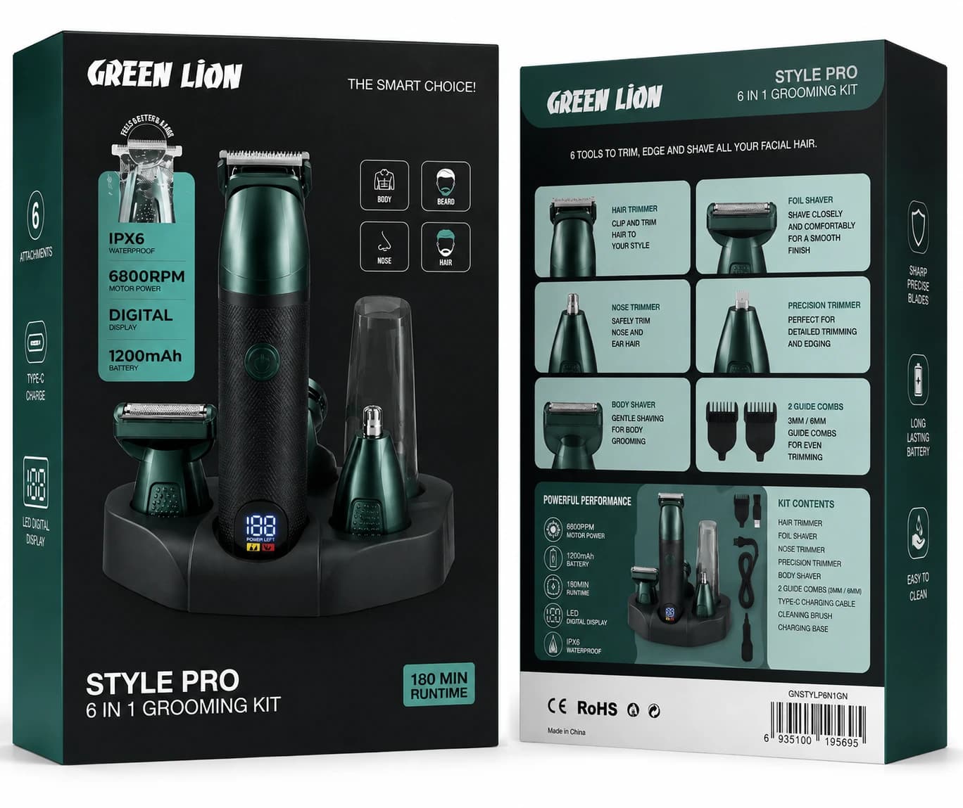 ماشین اصلاح گرین لاین GREEN LION STYLE PRO 6 IN 1 GROOMING KIT مدل GL-TM59