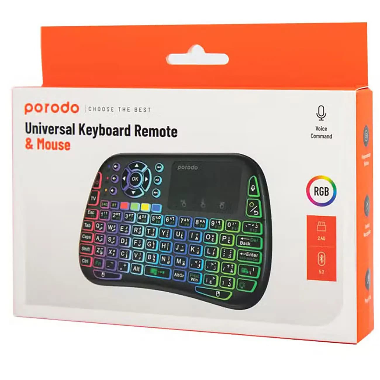 کیبورد و ایرموس بی سیم پورودو Porodo | بلوتوث 5.2، RGB و فرمان صوتی