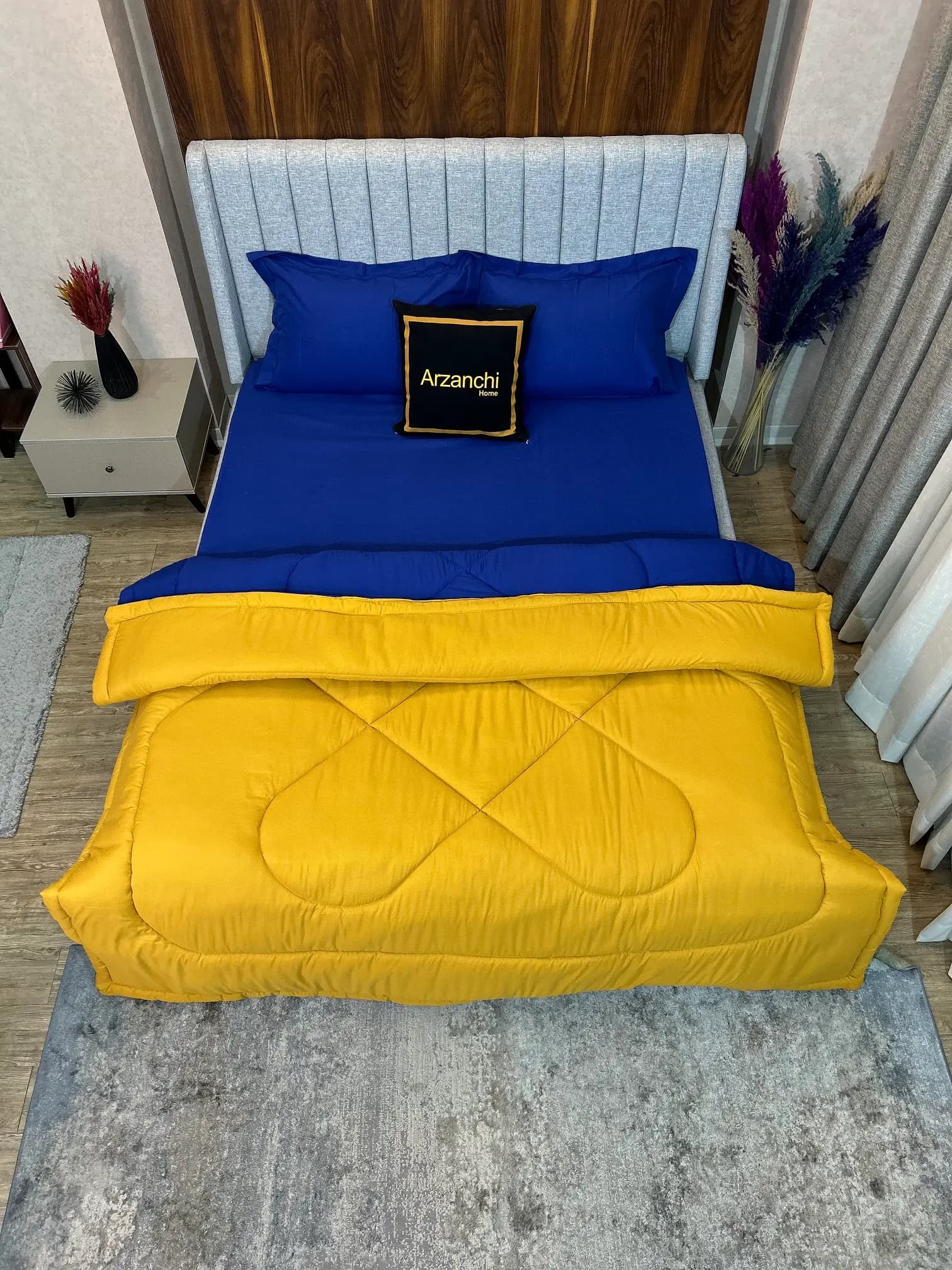 روتختی ساده آبی کاربنی و خردلی کد S966 ارزانچی