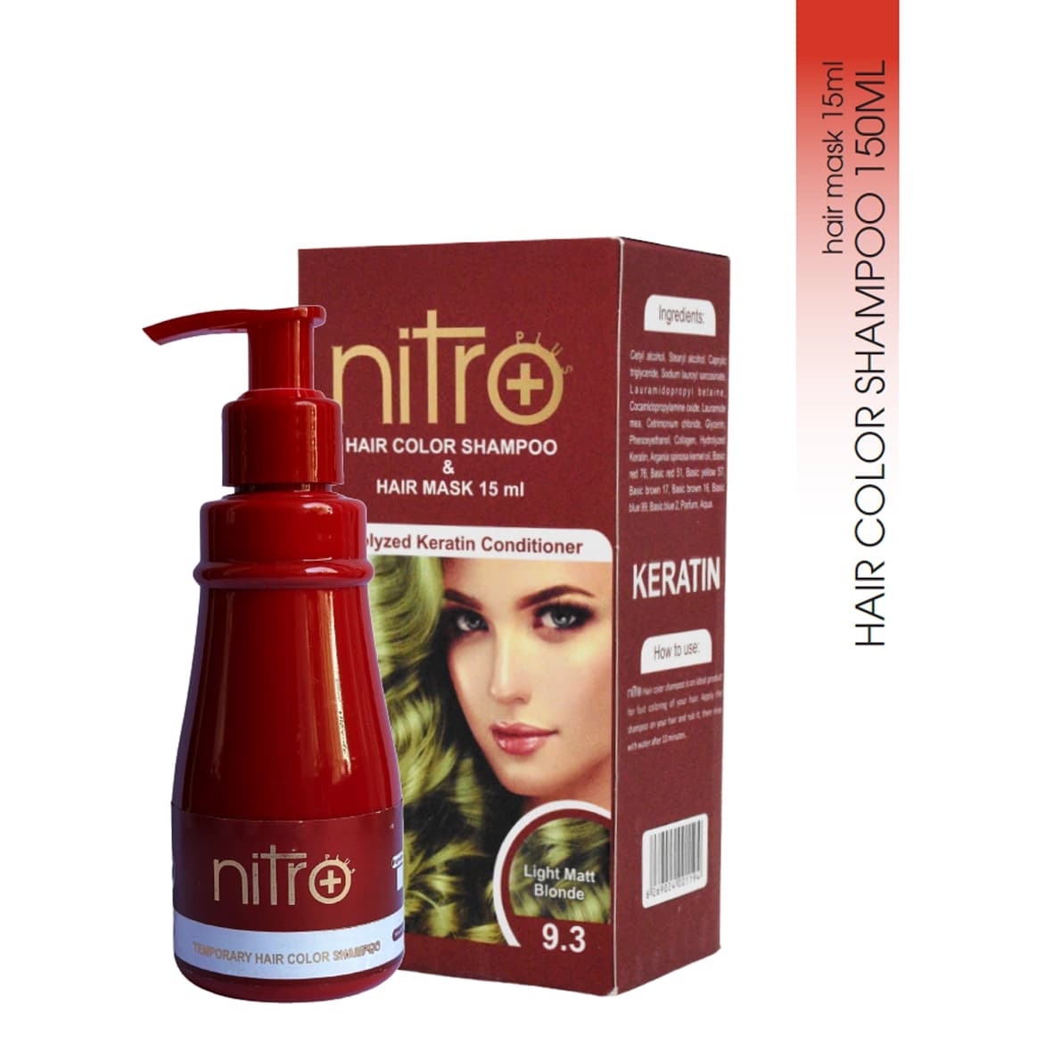 شامپو رنگ بلوند زیتونی روشن نیترو به همراه ماسک مو Nitro Color Shampoo 9.3