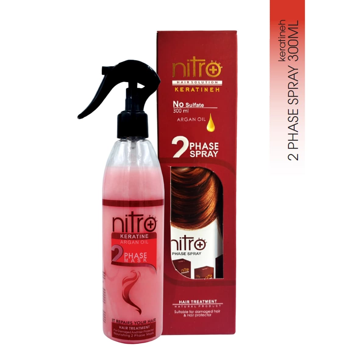 اسپری دو فاز مو حاوی کراتین و روغن آرگان نیترو Nitro 2phase spray