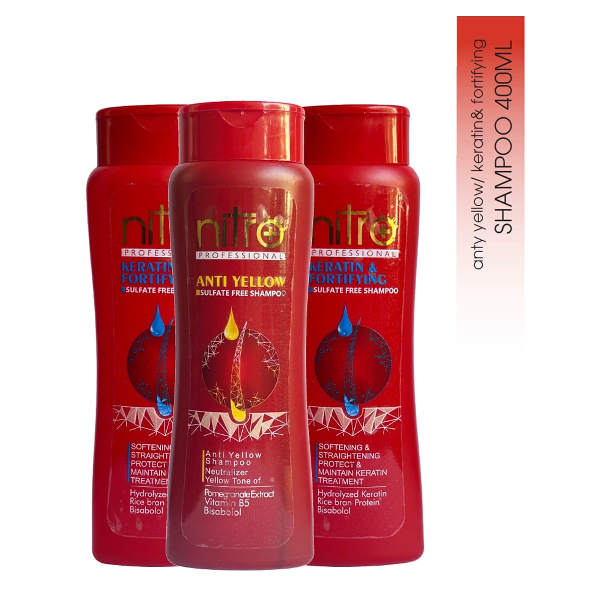 شامپو سر حاوی كراتين و سبوس برنج نیترو Nitro shampoo