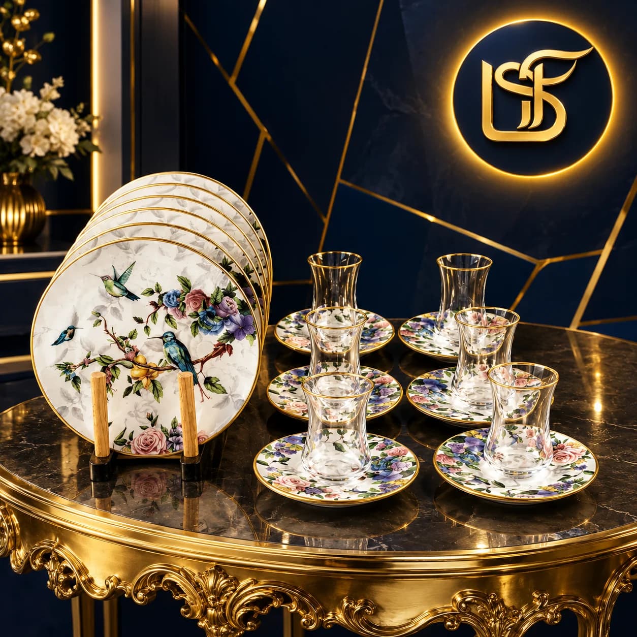 سرویس پذیرایی 18 پارچه گونول طرح گل پرنده — تصویر ۲