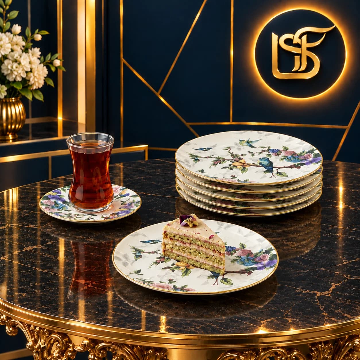 سرویس پذیرایی 18 پارچه گونول طرح گل پرنده — تصویر ۴
