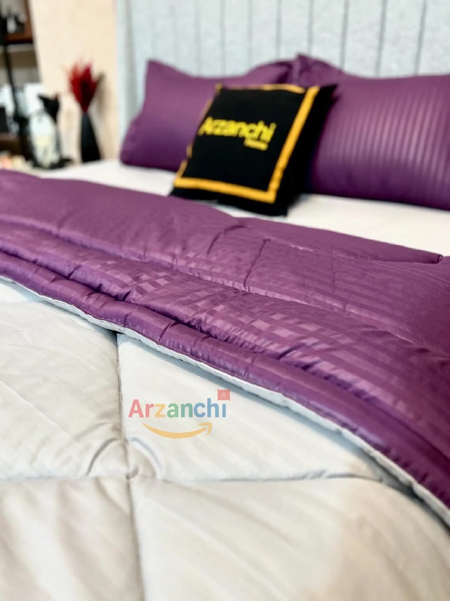 روتختی هتلی طوسی و بادمجونی کد H614 ارزانچی — تصویر ۴