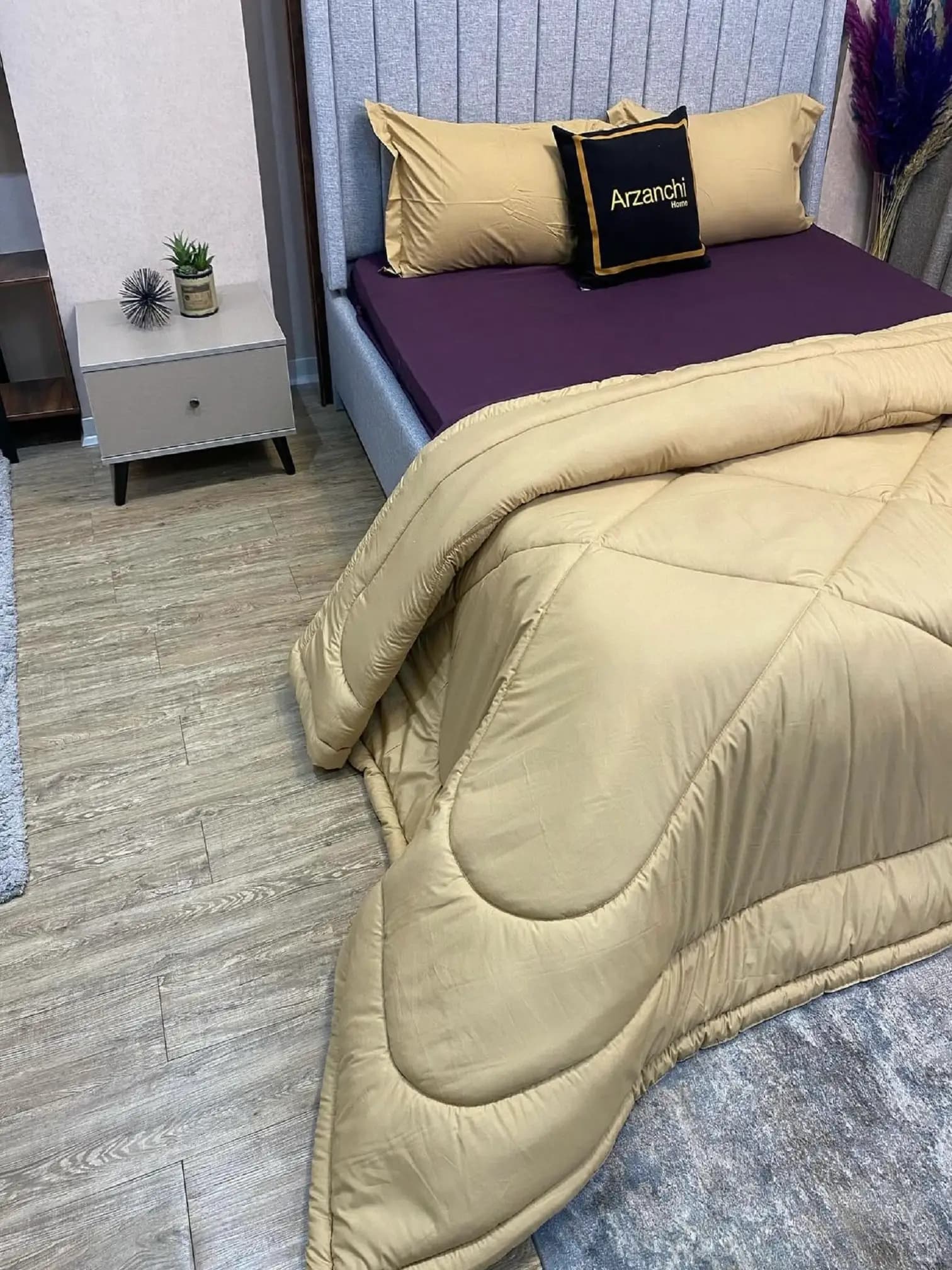 روتختی ساده طلایی و بادمجونی کد S381 ارزانچی — تصویر ۲