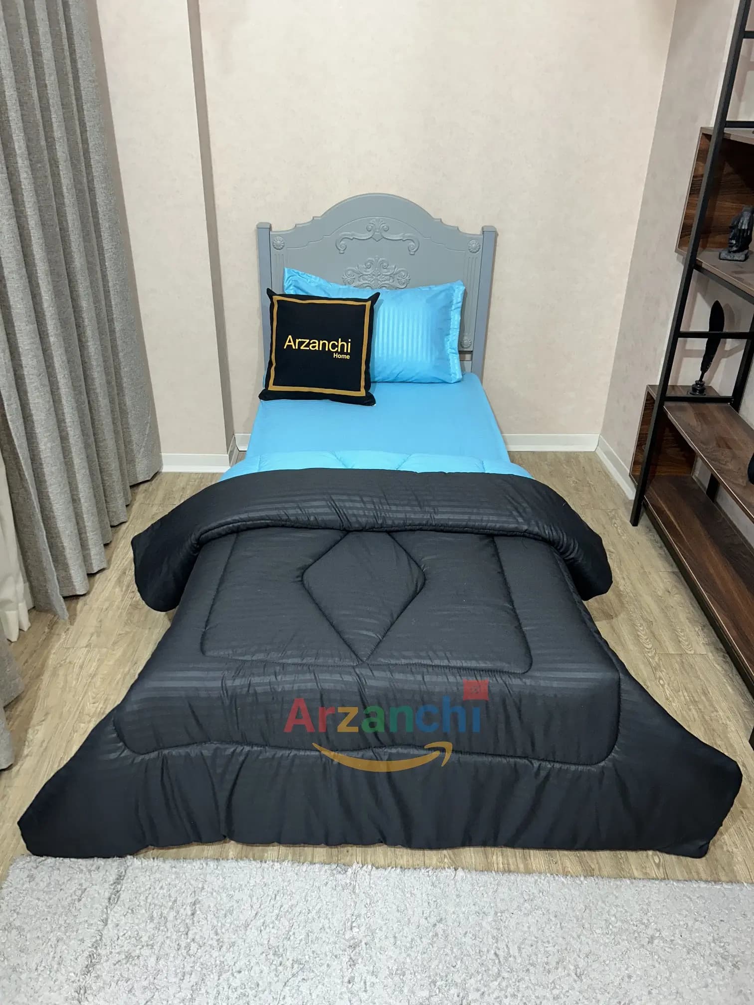 روتختی ساده آبی آسمانی و مشکی کد H841 ارزانچی — تصویر ۲