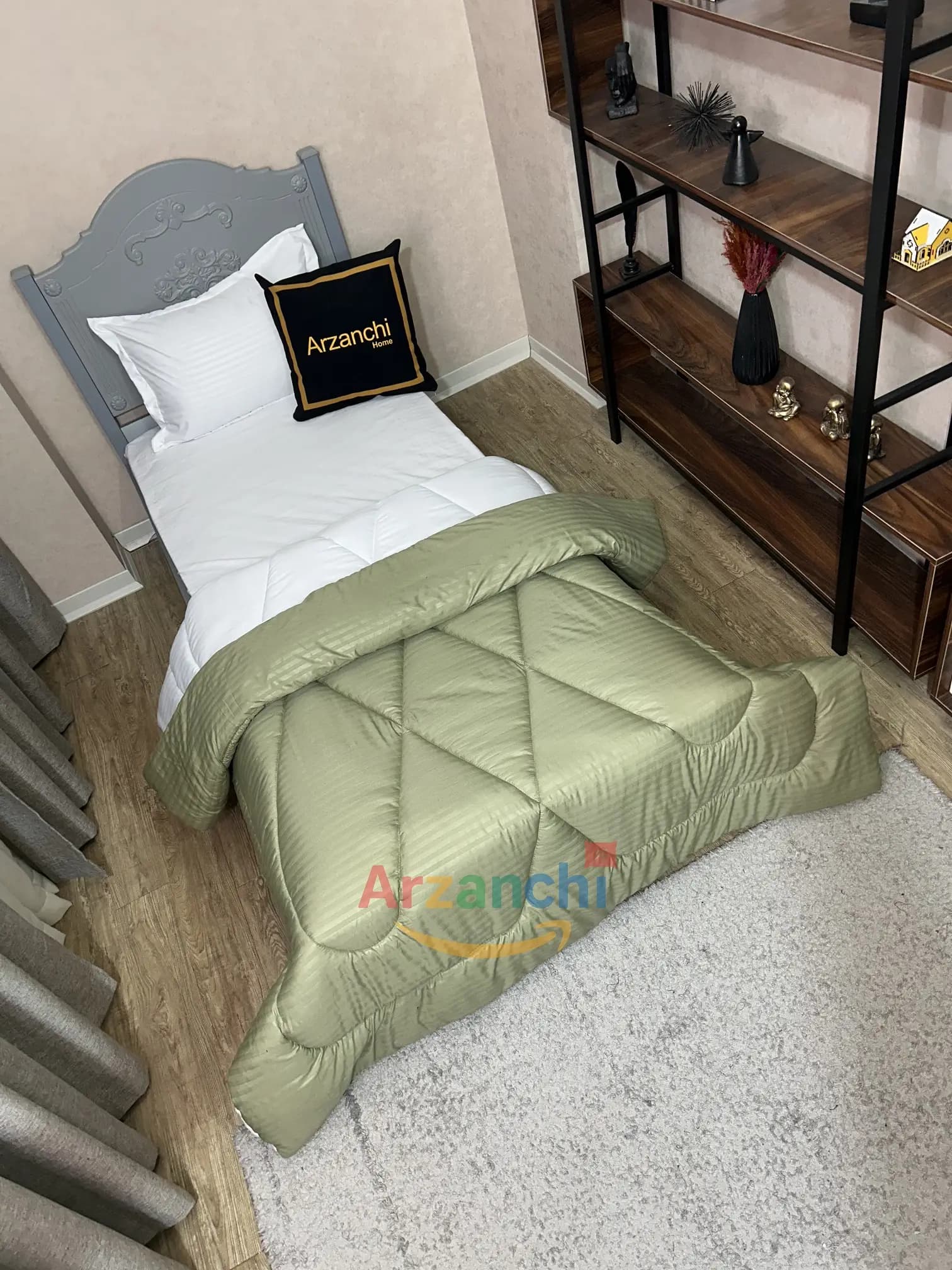 روتختی هتلی سبز صدری و سفید کد H820 ارزانچی — تصویر ۳