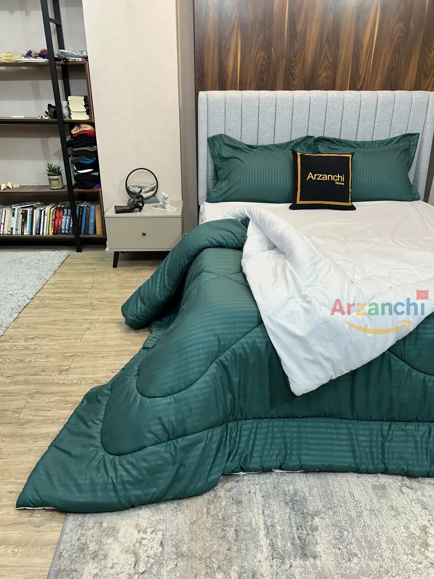 روتختی هتلی سبز یشمی و کرم کد H452 ارزانچی — تصویر ۳