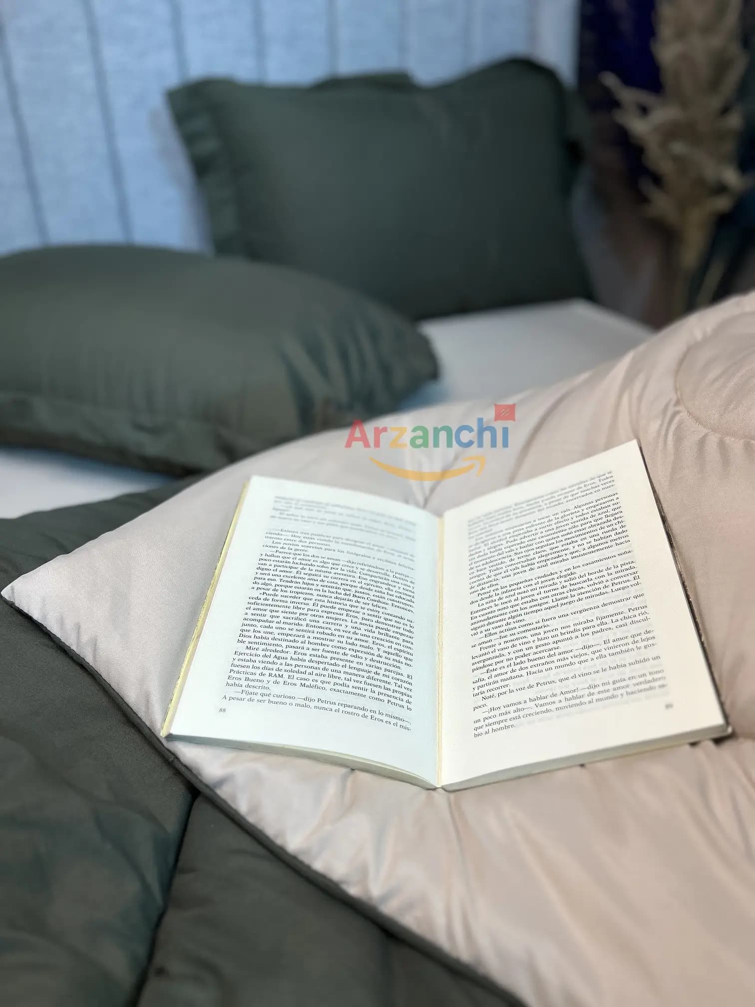 روتختی ساده سبزارتشی و کرم کد S698 ارزانچی — تصویر ۴